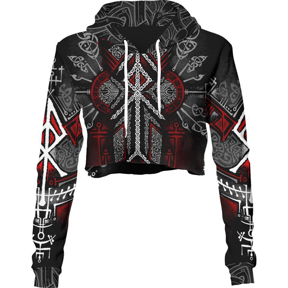 Crop Hoodie XS Runes of Loki Crop Hoodie - Red Edition RULO_222A_XS