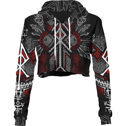 Crop Hoodie XS Runes of Loki Crop Hoodie - Red Edition RULO_222A_XS