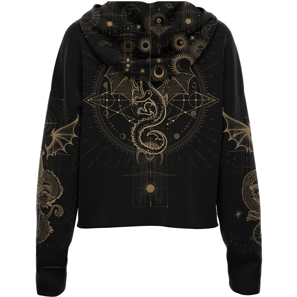 Drop Shoulder Crop Hoodie Dragon Luna Drop Shoulder Crop Hoodie