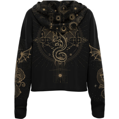 Drop Shoulder Crop Hoodie Dragon Luna Drop Shoulder Crop Hoodie