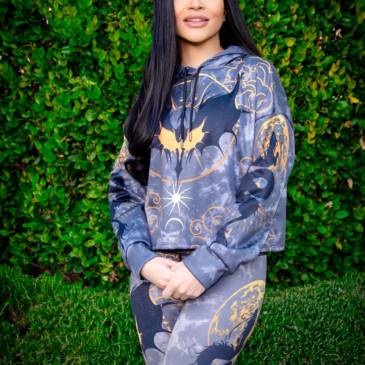 Drop Shoulder Crop Hoodie Dragon Rider Drop Shoulder Crop Hoodie