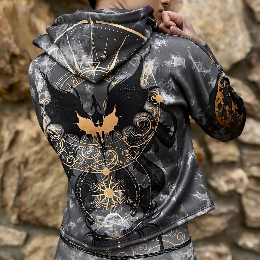 Drop Shoulder Crop Hoodie Dragon Rider Drop Shoulder Crop Hoodie