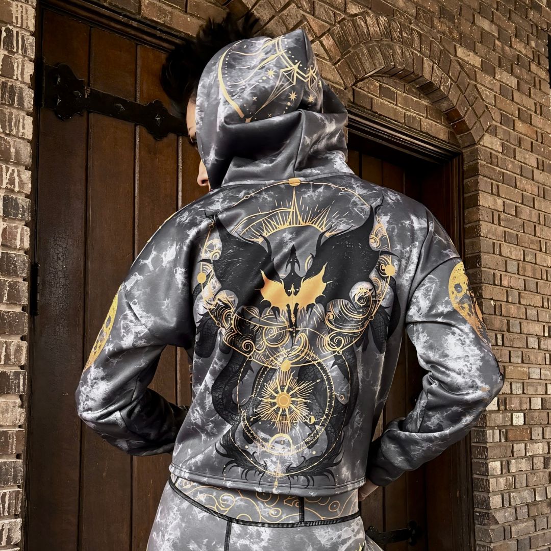Drop Shoulder Crop Hoodie Dragon Rider Drop Shoulder Crop Hoodie