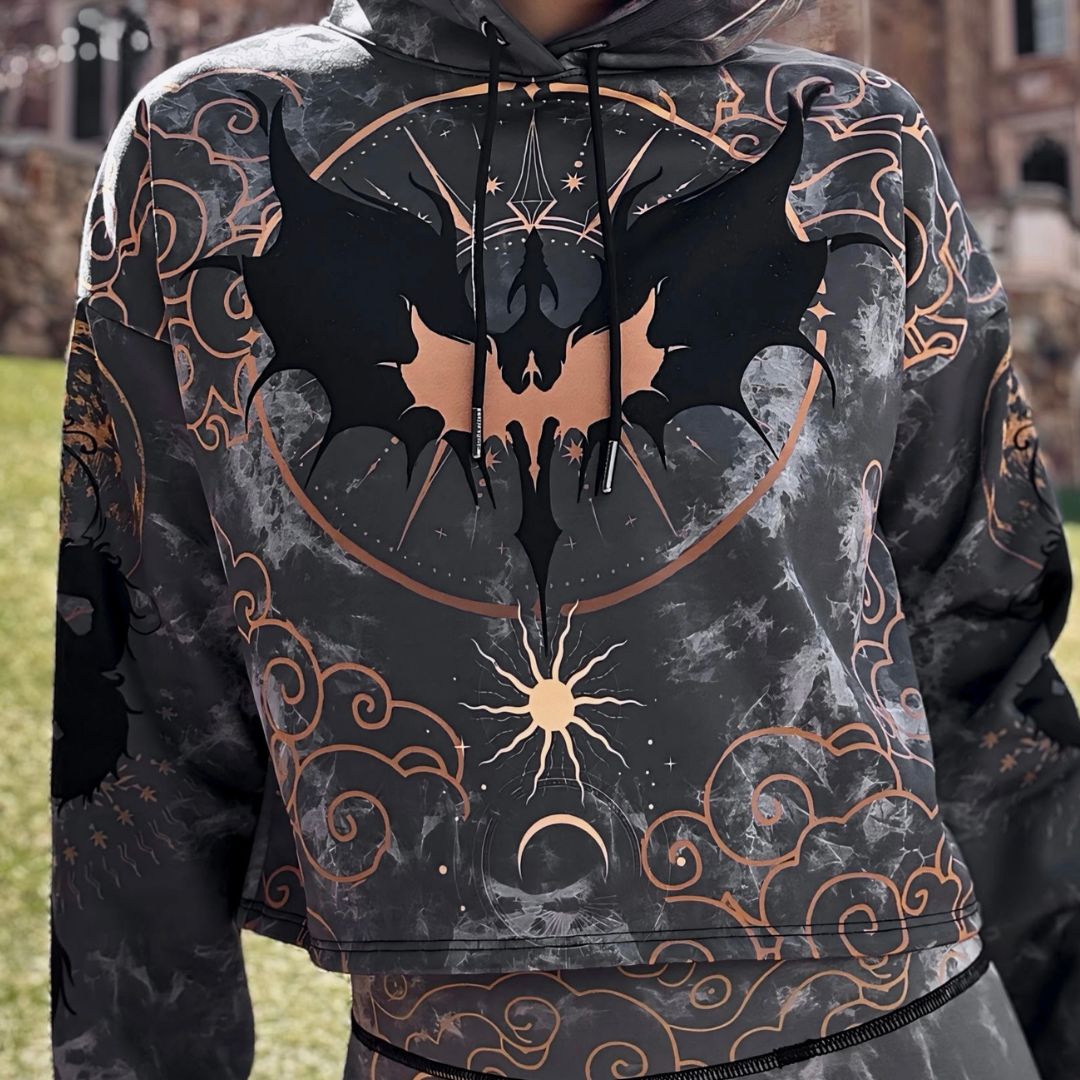 Drop Shoulder Crop Hoodie Dragon Rider Drop Shoulder Crop Hoodie