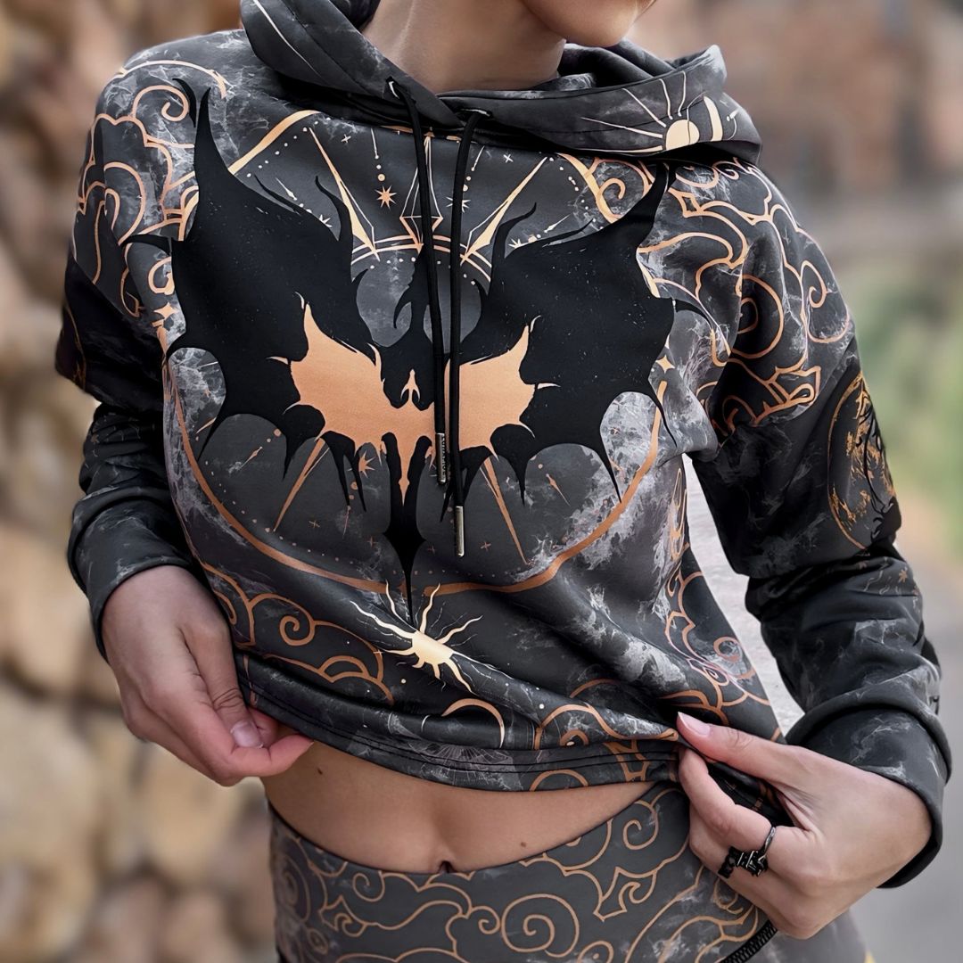 Drop Shoulder Crop Hoodie Dragon Rider Drop Shoulder Crop Hoodie