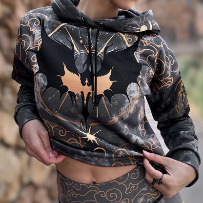 Drop Shoulder Crop Hoodie Dragon Rider Drop Shoulder Crop Hoodie