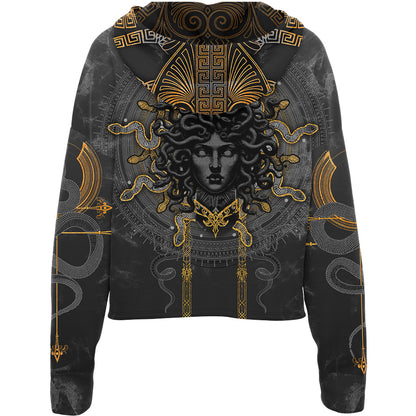 Drop Shoulder Crop Hoodie Gorgon Drop Shoulder Crop Hoodie