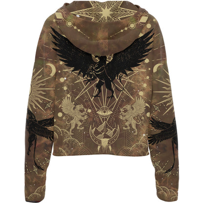 Drop Shoulder Crop Hoodie Gryphon Drop Shoulder Crop Hoodie