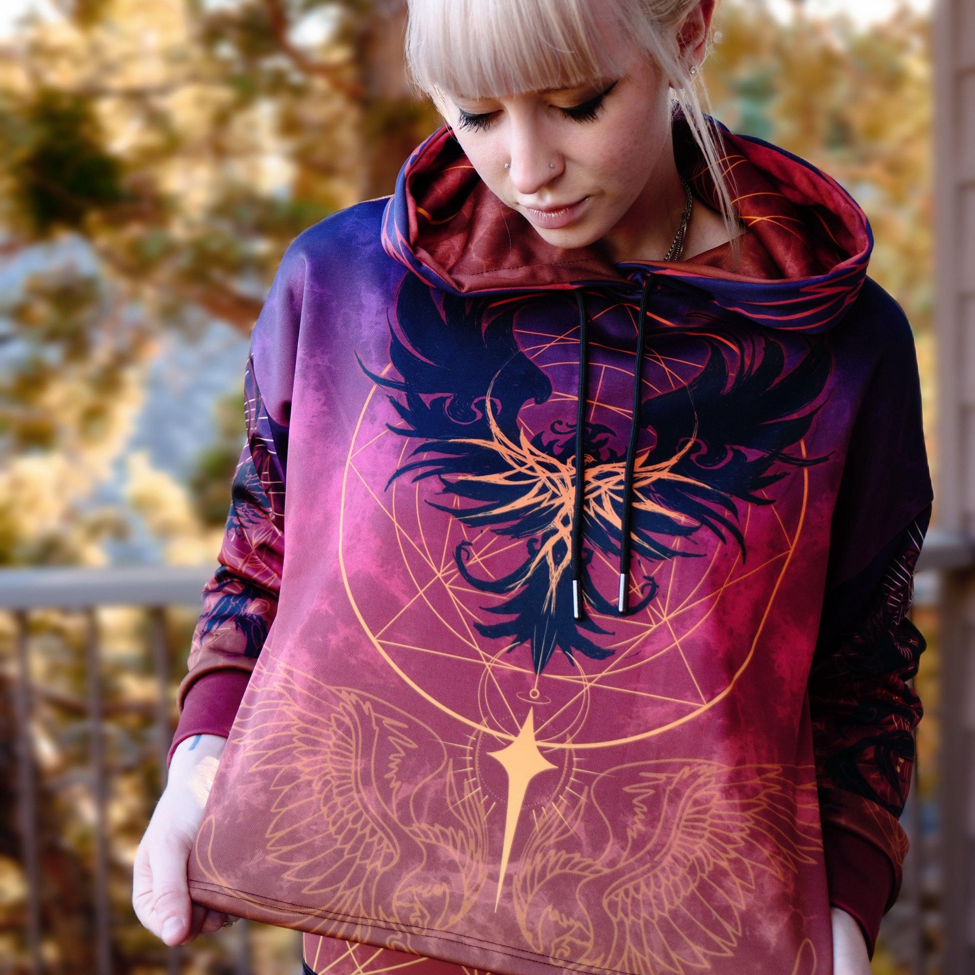 Drop Shoulder Crop Hoodie Phoenix Drop Shoulder Crop Hoodie