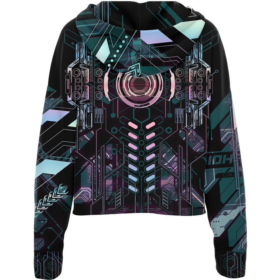 Drop Shoulder Crop Hoodie Protocol Zero Drop Shoulder Crop Hoodie - ShadowSync Edition