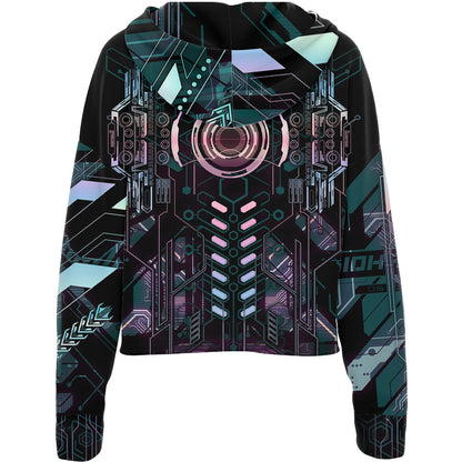 Drop Shoulder Crop Hoodie Protocol Zero Drop Shoulder Crop Hoodie - ShadowSync Edition