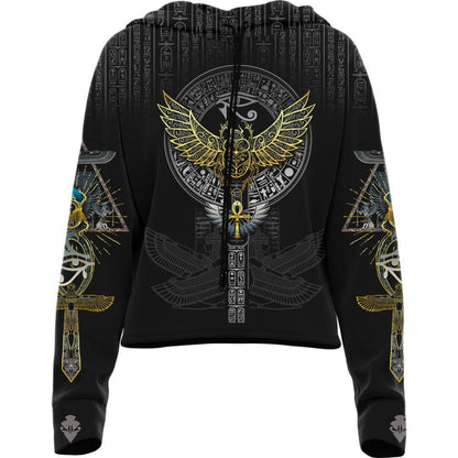 Drop Shoulder Crop Hoodie XS Egyptian Scarab Drop Shoulder Crop Hoodie 22-CROPHOODIE_XS_SCARAB