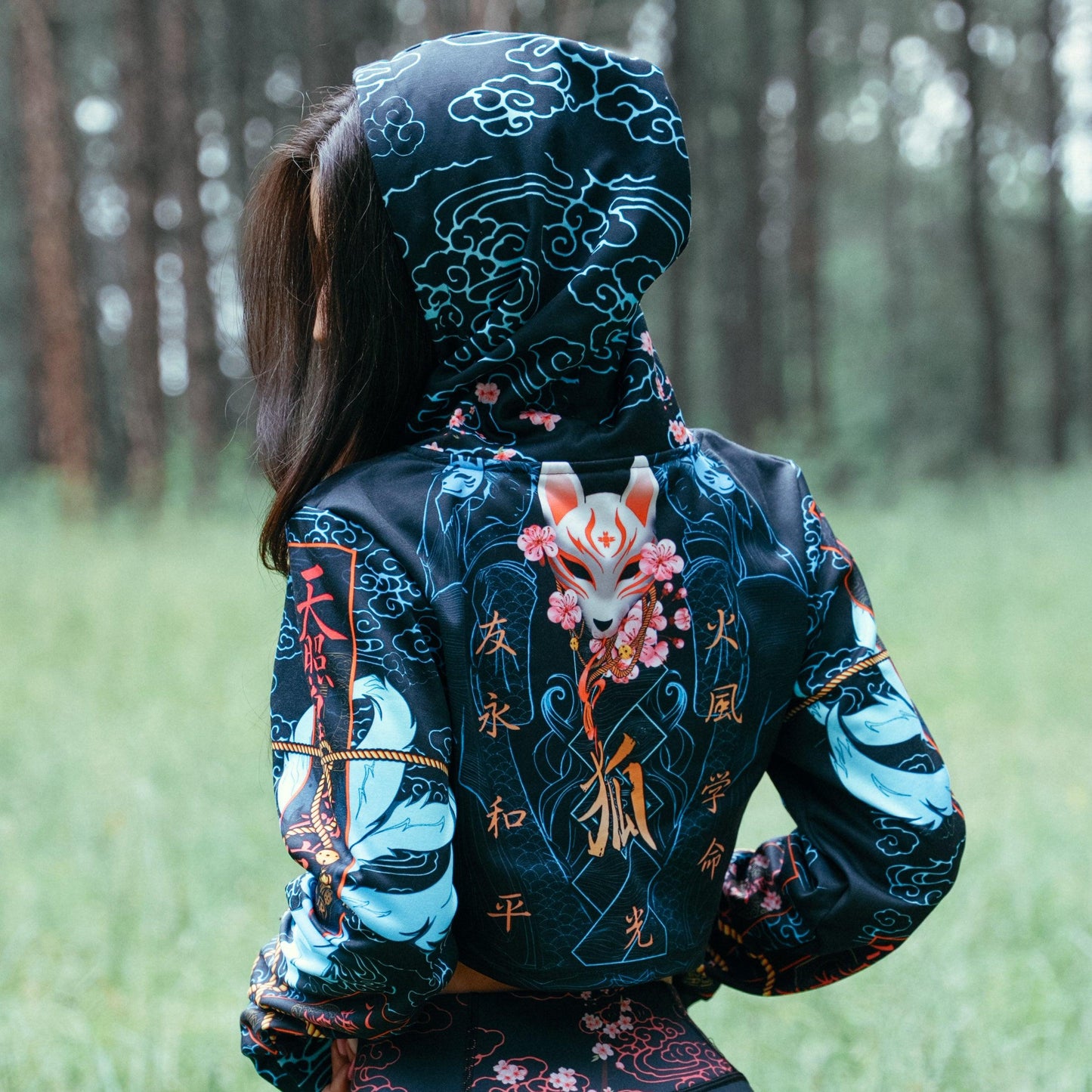 Drop Shoulder Crop Hoodie XS Kitsune Drop Shoulder Crop Hoodie - Blue Edition 22-CROPHOODIE_XS_KITSUNE-BLUE