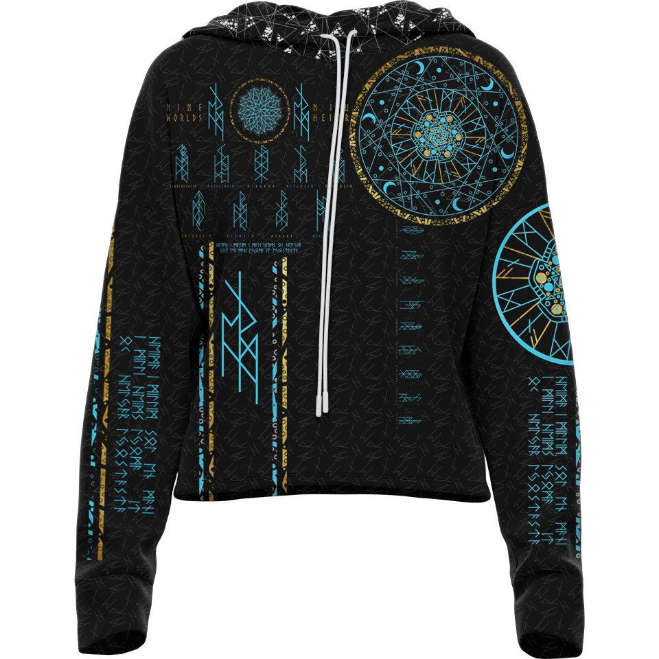 Drop Shoulder Crop Hoodie XS Nine Worlds Drop Shoulder Crop Hoodie - Night Edition 22-CROPHOODIE_XS_7WORLD