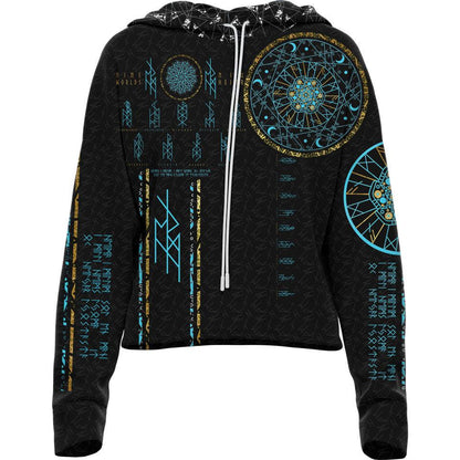 Drop Shoulder Crop Hoodie XS Nine Worlds Drop Shoulder Crop Hoodie - Night Edition 22-CROPHOODIE_XS_7WORLD