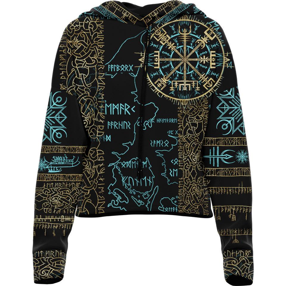 Drop Shoulder Crop Hoodie XS Vegvisir Drop Shoulder Crop Hoodie - Limited 22-CROPHOODIE_XS_VEGVISIR1