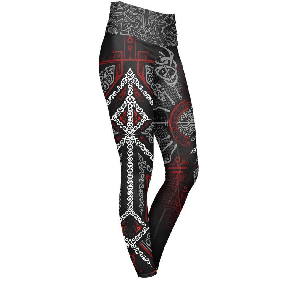 High Waisted Leggings Runes of Loki High Waisted Leggings - Red Edition
