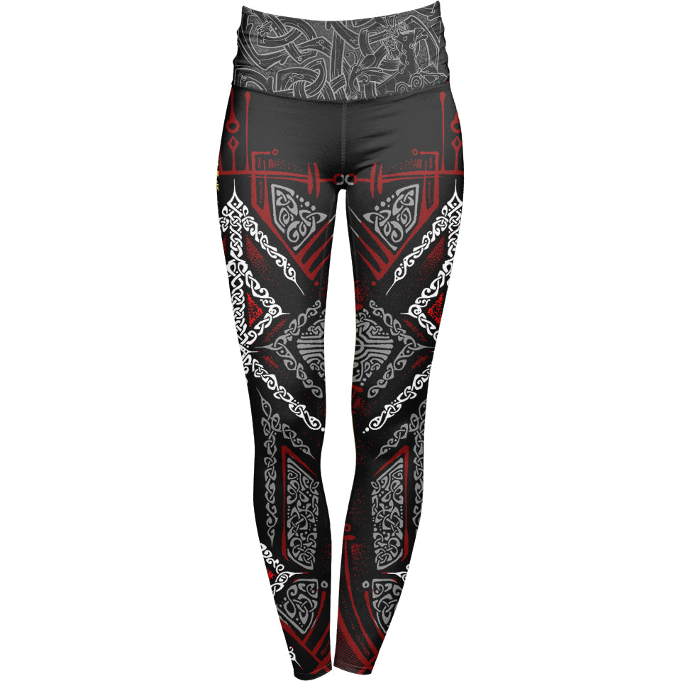 High Waisted Leggings Runes of Loki High Waisted Leggings - Red Edition