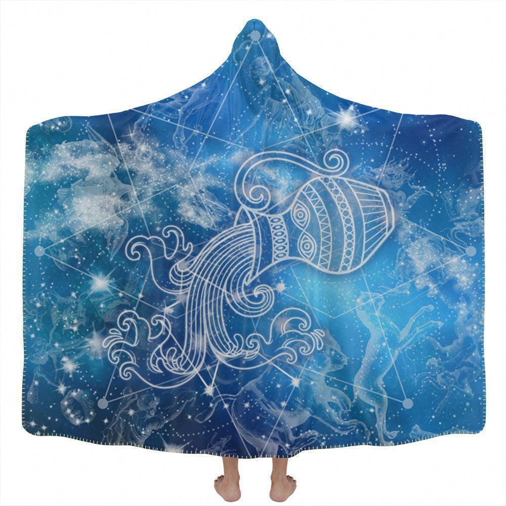 Hooded Blanket Adult-60x80 / Premium Sherpa Aquarius Hooded Blanket AQUARIUS_HOODED-BLANKET-60x80-SHERPA