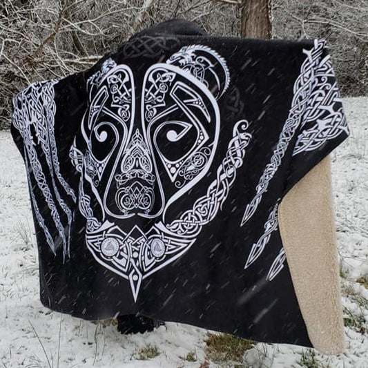 Hooded Blanket Adult-60x80 / Premium Sherpa / Black Berserker Hooded Blanket BERSERKER_HOODED-BLANKET-60x80-SHERPA