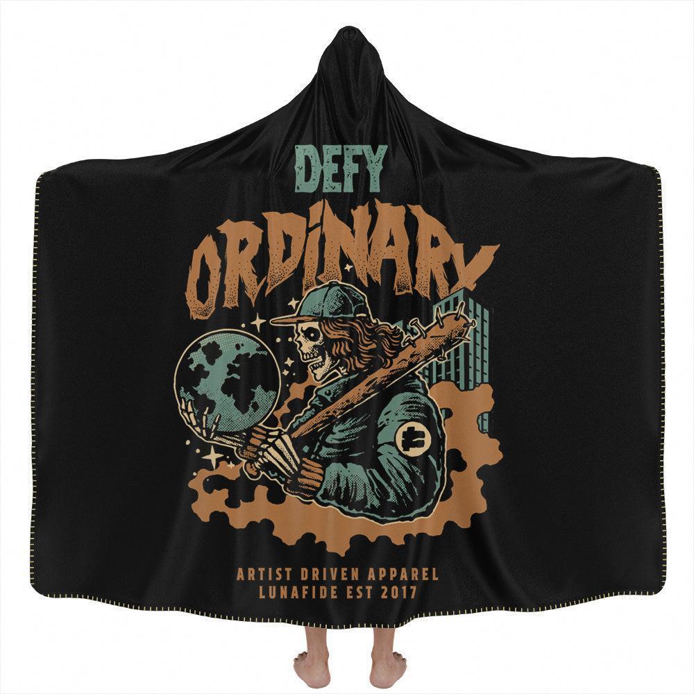 Hooded Blanket Adult-60x80 / Premium Sherpa Defy Ordinary Hooded Blanket SKULL_HOODED-BLANKET-60x80-SHERPA