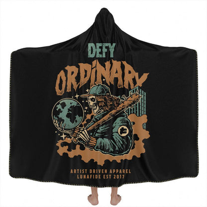 Hooded Blanket Adult-60x80 / Premium Sherpa Defy Ordinary Hooded Blanket SKULL_HOODED-BLANKET-60x80-SHERPA