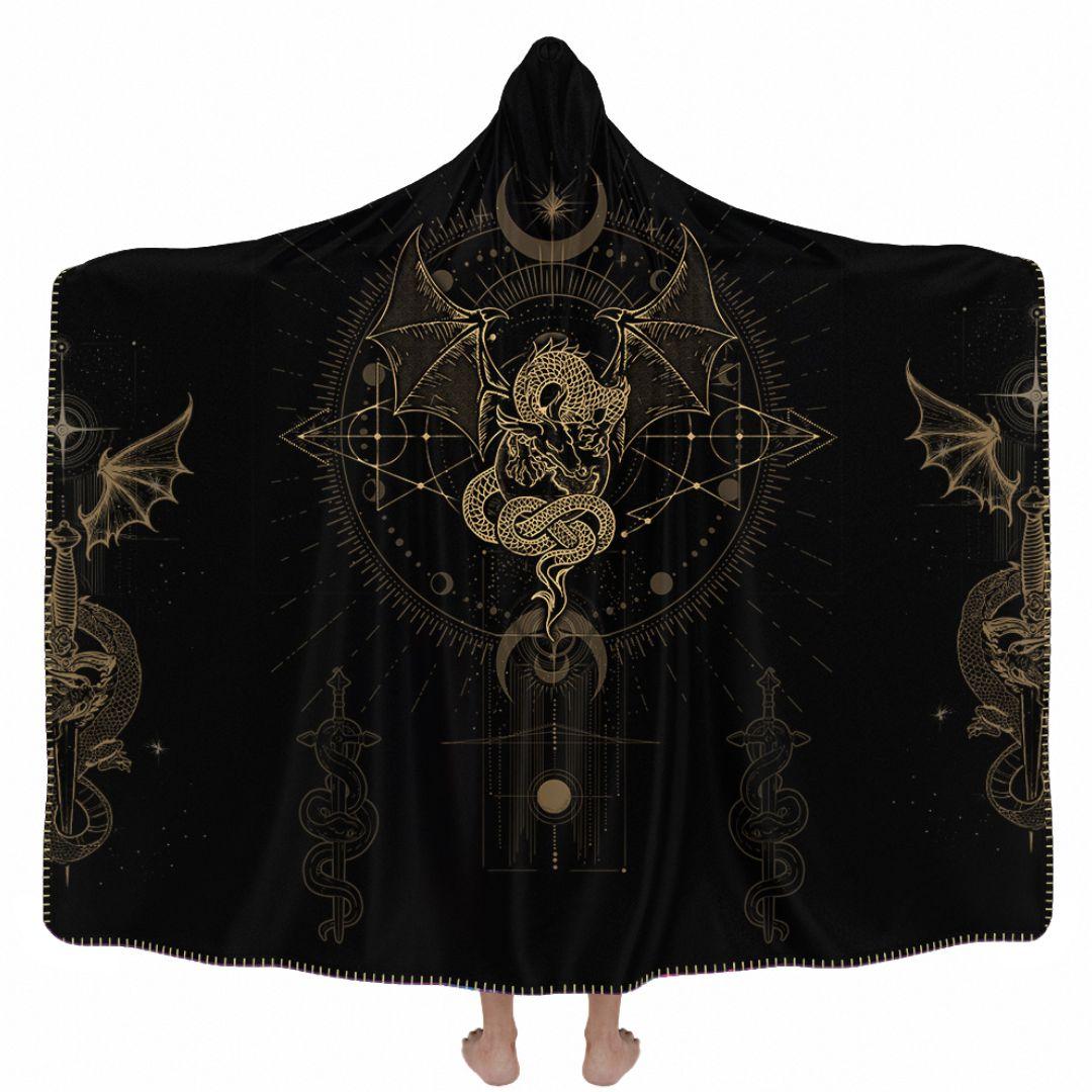 Hooded Blanket Adult-60x80 / Premium Sherpa Dragon Luna Hooded Blanket DRAGON-LUNA_HOODED-BLANKET-60x80-SHERPA