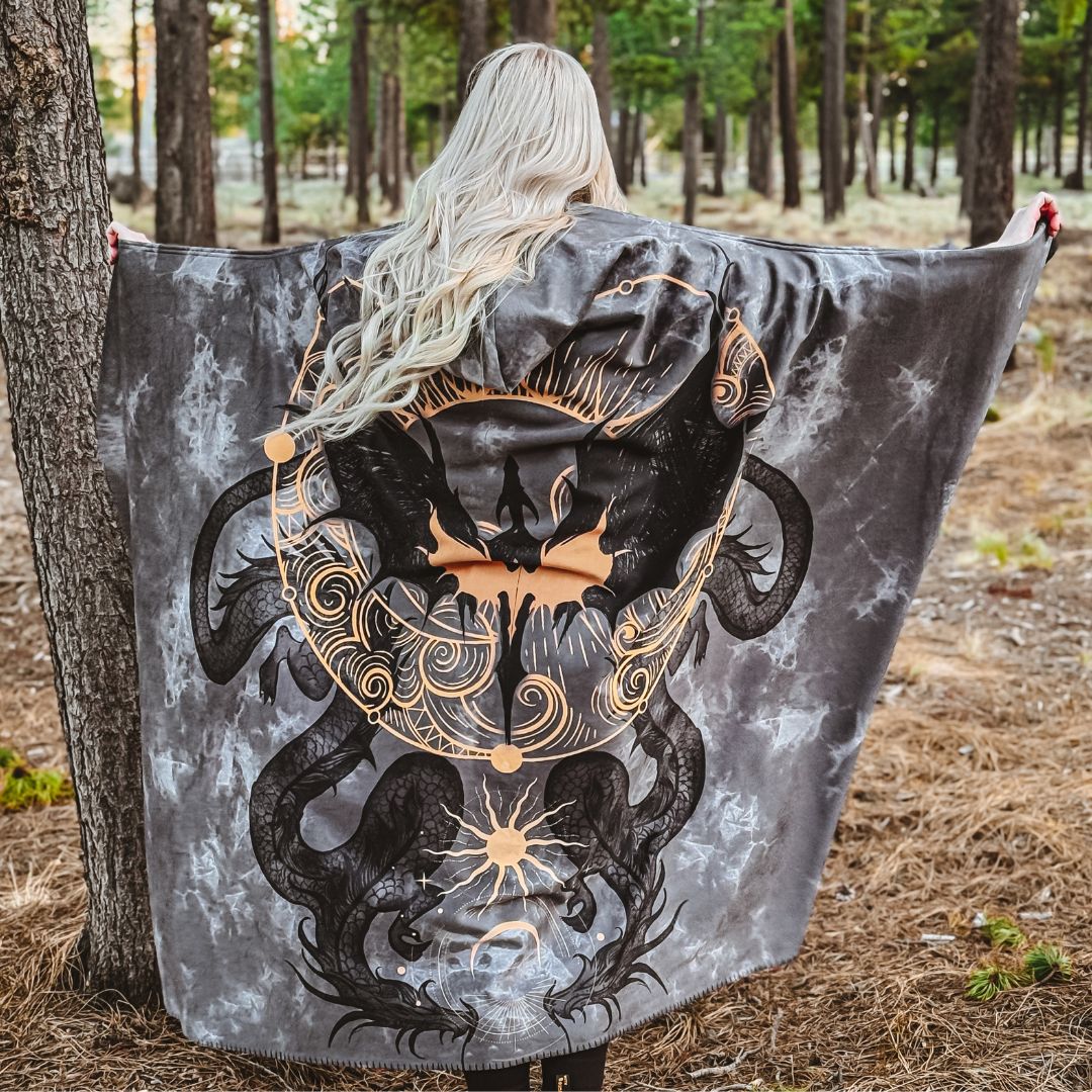 Hooded Blanket Adult-60x80 / Premium Sherpa Dragon Rider Hooded Blanket RIDER_HOODED-BLANKET-60x80-SHERPA