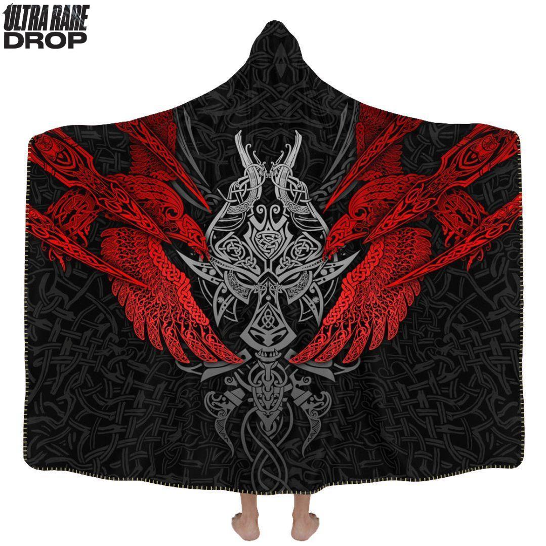 Hooded Blanket Adult-60x80 / Premium Sherpa Dual Ascent (Rupture) Ultra Rare Hooded Blanket - Only 300 Units Across All Styles MUNNIN-FNR-RED_HOODED-BLANKET-60x80-SHERPA