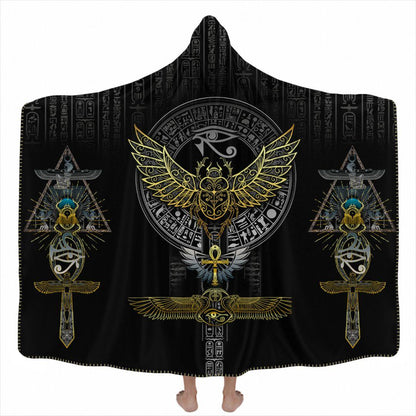 Hooded Blanket Adult-60x80 / Premium Sherpa Egyptian Scarab Hooded Blanket SCARAB_HOODED-BLANKET-60x80-SHERPA