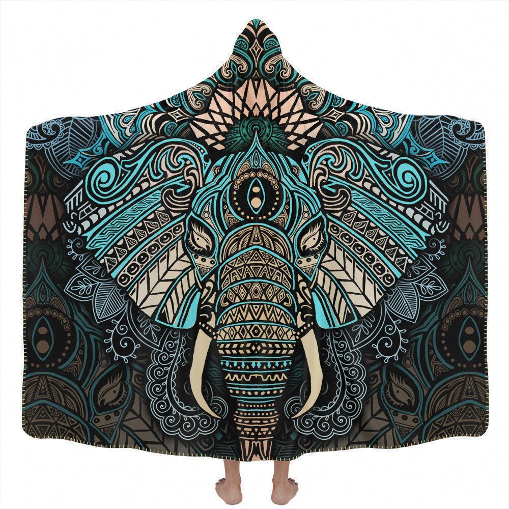 Hooded Blanket Adult-60x80 / Premium Sherpa Elephant Mandala Hooded Blanket - Spirit Edition ELEPHANT-CLRD_HOODED-BLANKET-60x80-SHERPA