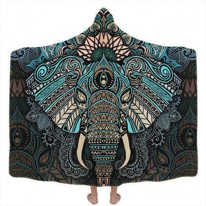 Hooded Blanket Adult-60x80 / Premium Sherpa Elephant Mandala Hooded Blanket - Spirit Edition ELEPHANT-CLRD_HOODED-BLANKET-60x80-SHERPA