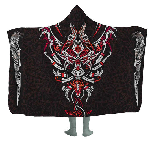 Hooded Blanket Adult-60x80 / Premium Sherpa Fenrir Hooded Blanket - Crimson Edition FENRIR-RED_HOODED-BLANKET-60x80-SHERPA