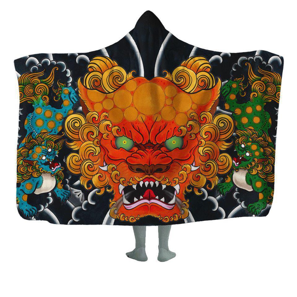 Hooded Blanket Adult - 60x80 / Premium-Sherpa Fu Dog Hooded Blanket FUDOG_HOODED-BLANKET-60X80-SHERPA