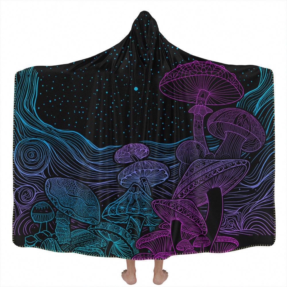 Hooded Blanket Adult-60x80 / Premium Sherpa Mycelia Hooded Blanket FUNGI_HOODED-BLANKET-60x80-SHERPA