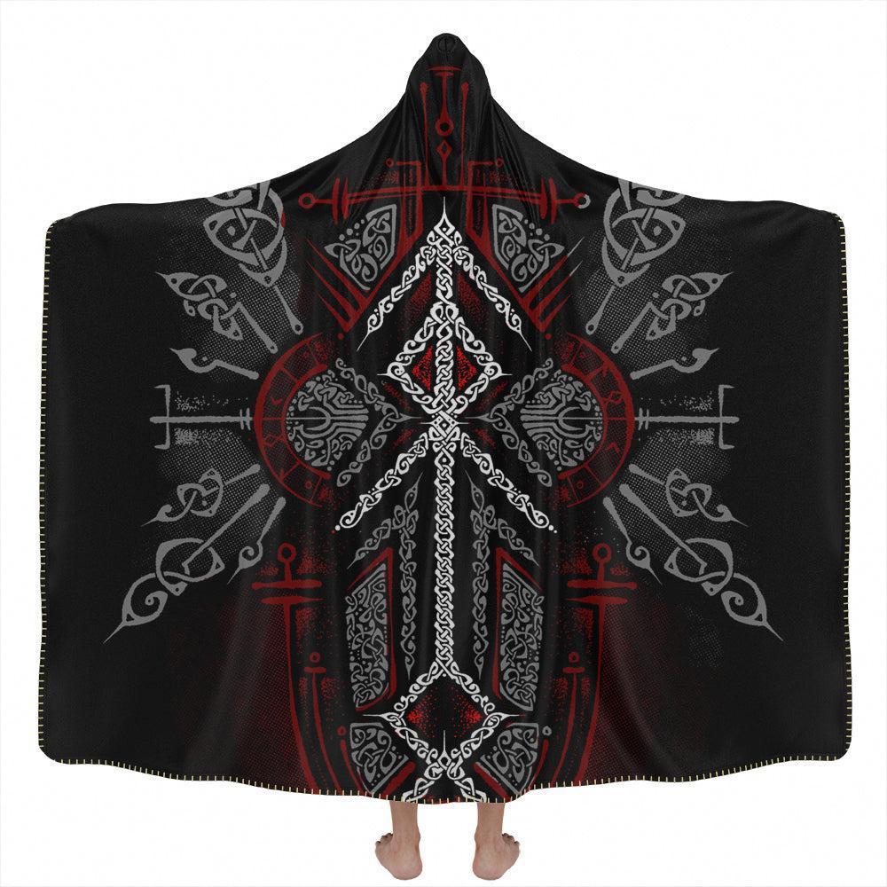 Hooded Blanket Adult - 60x80 / Premium Sherpa Runes of Loki Hooded Blanket - Red Edition RULO_HOODED-BLANKET_60x80-SHERPA
