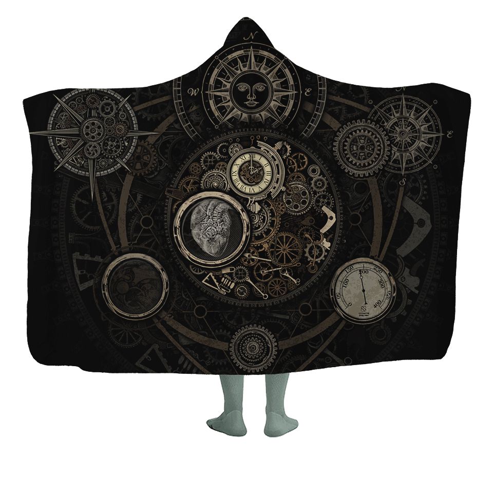Hooded Blanket Adult-60x80 / Premium Sherpa / Rustic Steampunk Hooded Blanket STEAMPUNK_HOODED-BLANKET-60x80-SHERPA