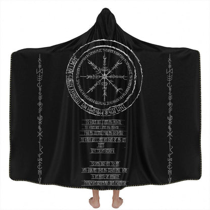 Hooded Blanket Adult-60x80 / Premium Sherpa Viking Runes Hooded Blanket - Black Edition RUNIC_HOODED-BLANKET-60x80-SHERPA