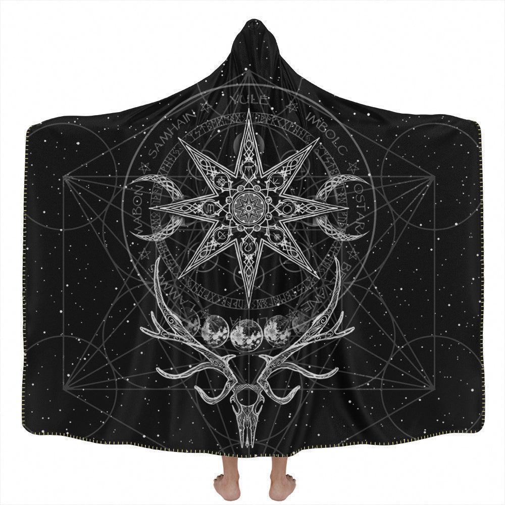 Hooded Blanket Adult-60x80 / Premium Sherpa Yule Hooded Blanket - Ghost Edition YULE-BLACK_HOODED-BLANKET-60x80-SHERPA