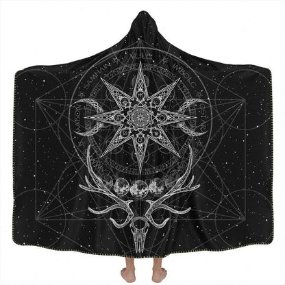 Hooded Blanket Adult-60x80 / Premium Sherpa Yule Hooded Blanket - Ghost Edition YULE-BLACK_HOODED-BLANKET-60x80-SHERPA