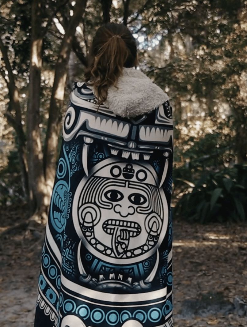 Hooded Blanket Jaguar Warrior Hooded Blanket
