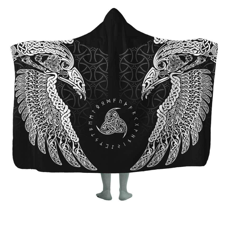 Hooded Blanket Muninn Hooded Blanket - Ready To Ship RTS-MUNNIN-WHITE_HOODED-BLANKET-60x80-SHERPA