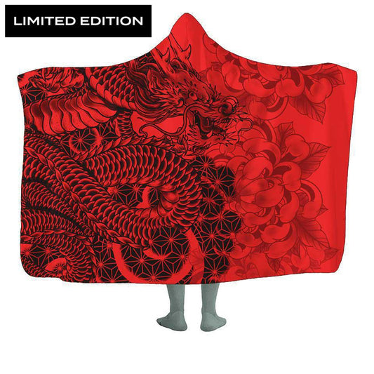 Hooded Blanket Premium Sherpa / Adult 60x80 Ryu Hooded Blanket - Limited DRAGON-RED_HOODED-BLANKET-60x80-SHERPA