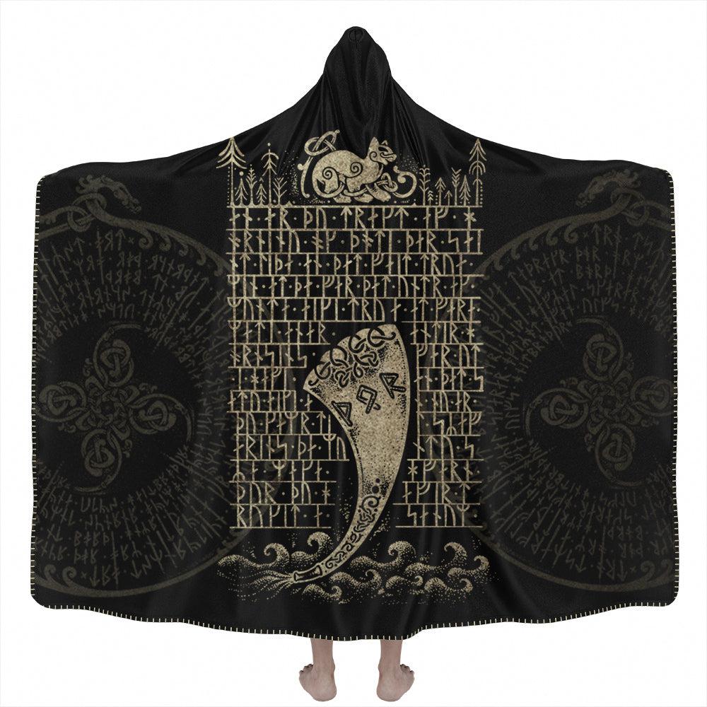 Hooded Blanket Runes of Thor Hooded Blanket - Stone Edition
