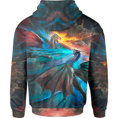 Hoodie Fire and Ice Dragons Pullover Hoodie