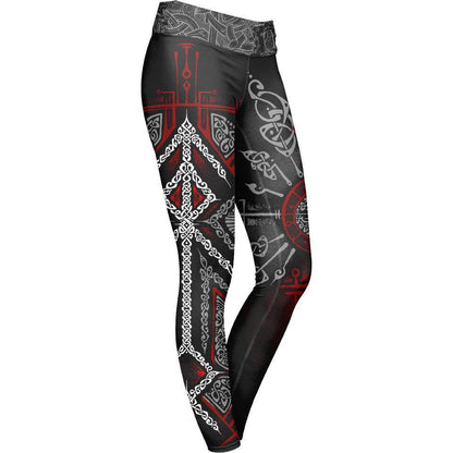 Leggings XS Runes of Loki Leggings - Red Edition RULO_LEGGING-6PAN_XS