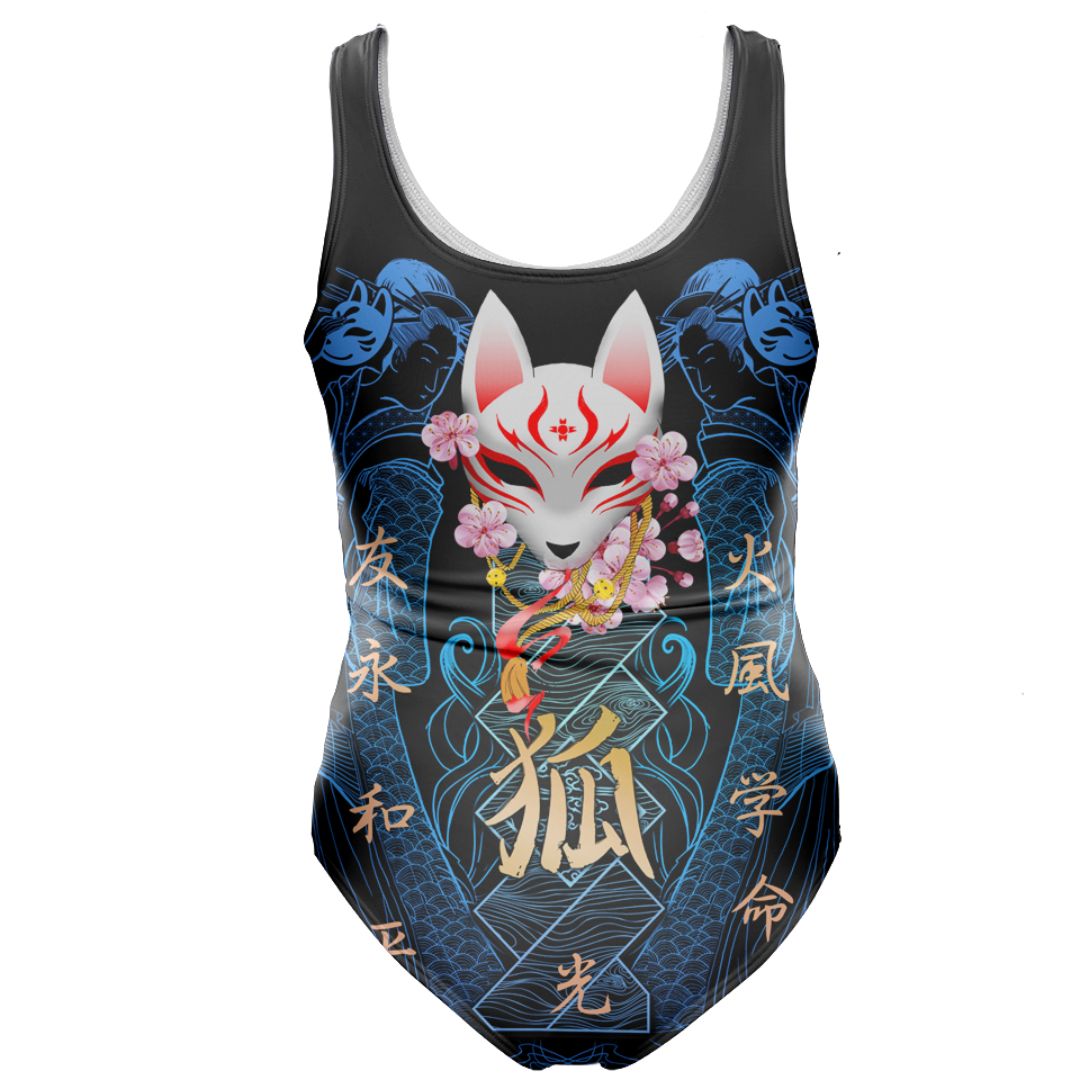 One-Piece Swimsuit Kitsune Swimsuit - Blue Edition