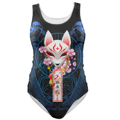 One-Piece Swimsuit Kitsune Swimsuit - Blue Edition