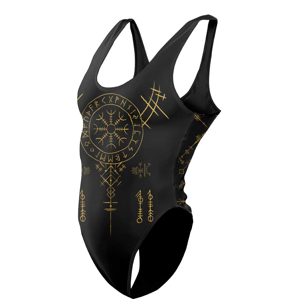 One-Piece Swimsuit S / High Waist-Low Back Helm of Awe Swimsuit HELM-OF-AWE_SWIMSUIT_V2_SM