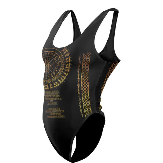 One-Piece Swimsuit S / High Waist-Low Back Viking Runes One-Piece Swimsuit RUNES_SWIMSUIT_V2_SM